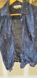 Blue, red and white shirt